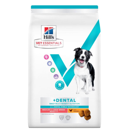 Hill's vet essentials dental para perros adultos razas medianas y grandes pollo