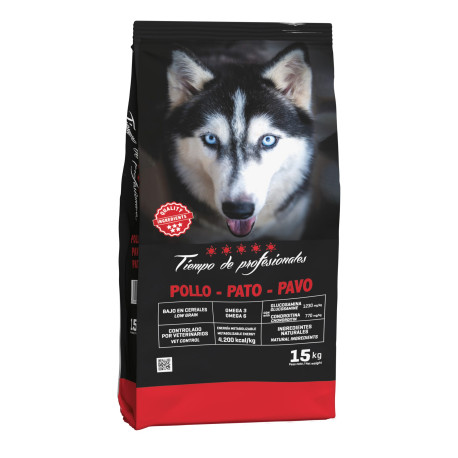 Tiempo de profesionales pollo pato y pavo light low grain para perros en saco de 15Kg