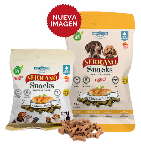 Serrano Pollo snack para perros en formato de 85g de Mediterranean Natural