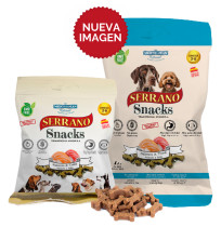 Serrano Salmón y Atún snack para perros en formato de 85g de Mediterranean Natural