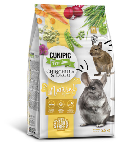 Nuevo diseño Cunipic Chinchillas y Degú en formato de bolsa de 2,5Kg