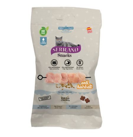 Nuevo snacks serrano para gato anti hairball pollo 50g