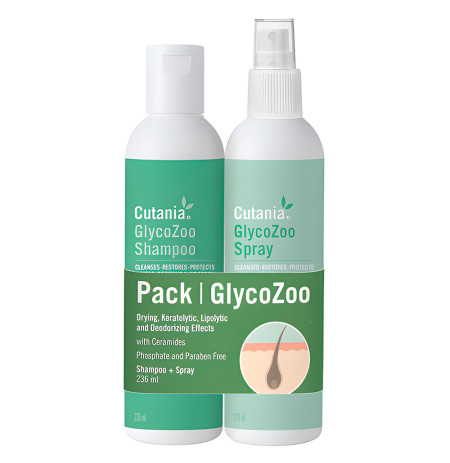 Vetnova Cutania GlycoZoo pack champú + spray (pieles querato seborreicas) para perros, gatos y caballos 236 ml
