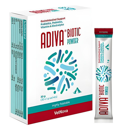 Vetnova Adiva Biotic Powder Prebióticos y Probióticos (sobres) para perros y gatos