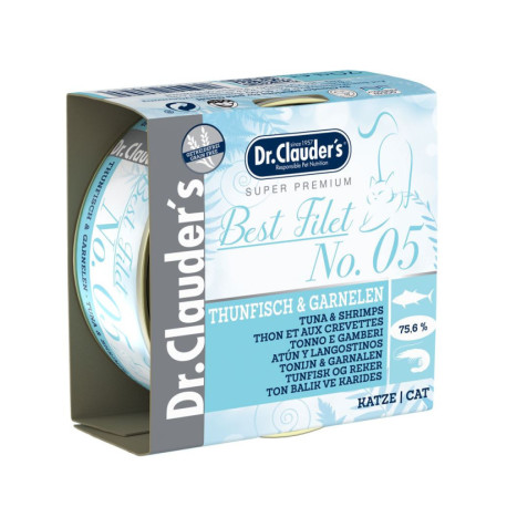 Dr. Clauder Lata Cat Filetes de atún y camarones para gatos