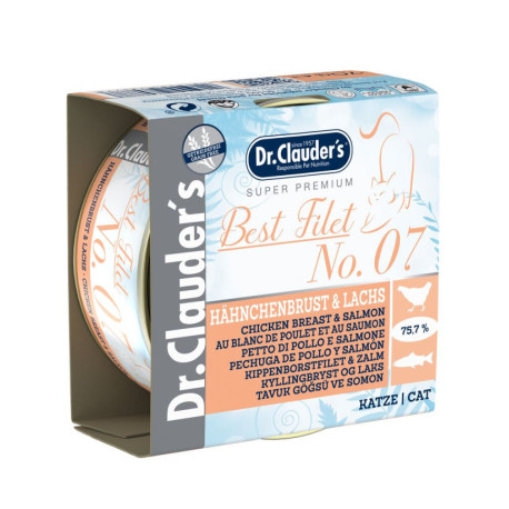 Dr. clauder Lata Cat Filetes de pechuga de pollo y salmón para gatos