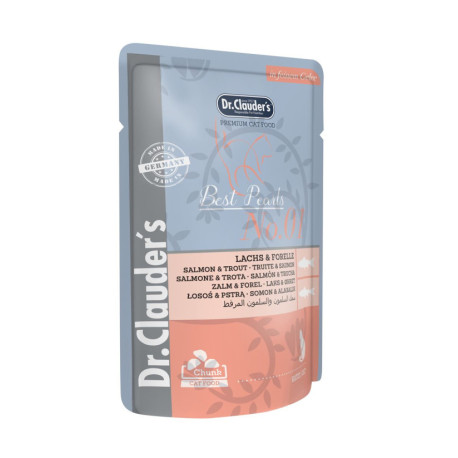 Dr. Clauder Sobre Best Pearls en gelatina Salmón y trucha para gatos