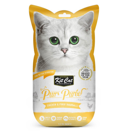 Kit Cat PurrPuree Pollo y Fibra (Hairball Control) snack para gatos