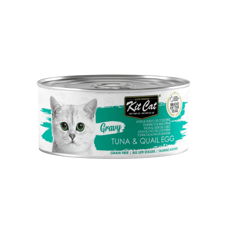 Kit Cat Gravy Atún con Huevo de Codorniz en salsa latas para gatos