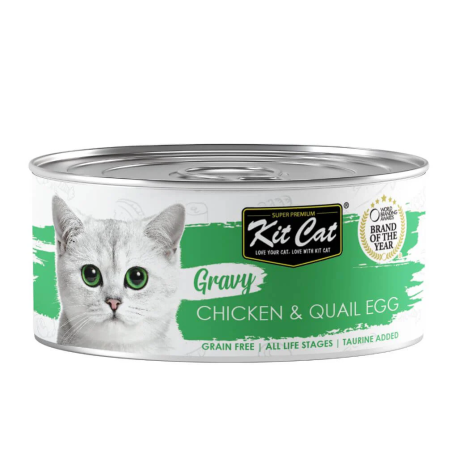Kit Cat Gravy Pollo con Huevo de Codorniz en salsa latas para gatos