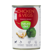 Vista Frontal Natura diet lata chicken & vegs (pollo y verduras) para perros