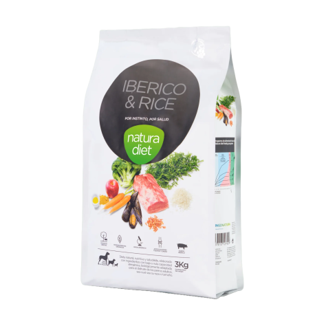 Pienso Natura diet ibérico & rice (cerdo ibérico & arroz) en saco de 3Kg