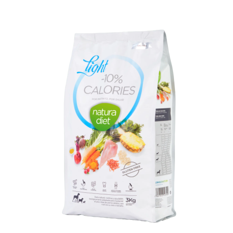 Pienso Natura Diet Light -10% Calories para mantener el peso en perros adultos esterilizados en saco de 3Kg