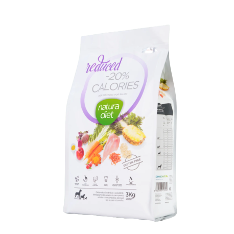 Pienso Natura Diet Reduced -20% Calories para adelgazar perros con sobrepeso en saco de 3Kg