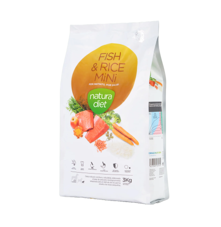 Natura Diet Fish & Rice para perros mini en formato 3Kg