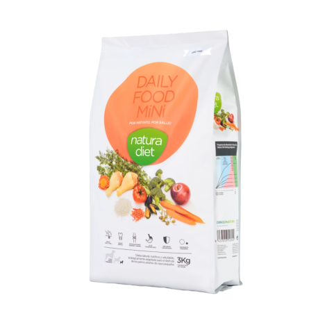 Pienso Natura Diet Daily Food Mini para perros adultos de raza pequeña en saco de 3Kg