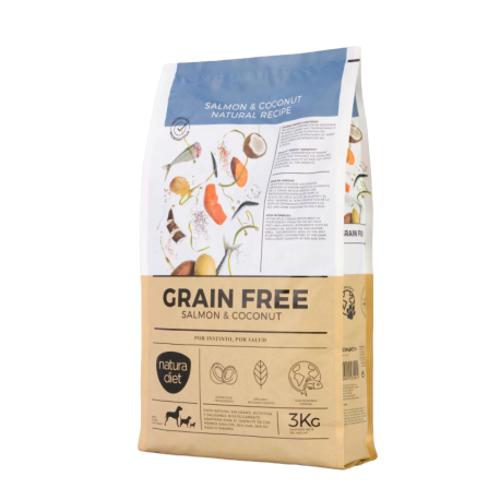 Saco pienso Natura Diet Salmon & Coco en formato 3 Kg
