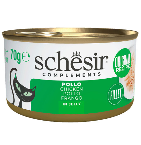 Nuevo diseño Schesir latas filetes de pollo para gatos