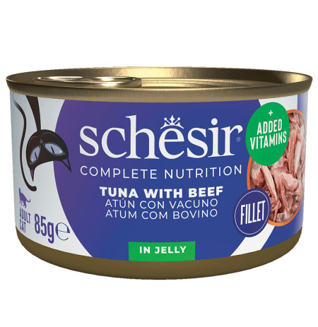 Nuevo diseño Schesir latas atún con filete de buey para gatos85g
