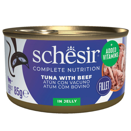 Nuevo diseño Schesir latas atún con filete de buey para gatos85g