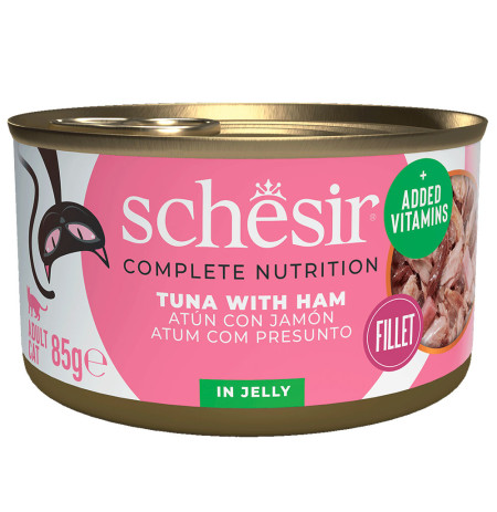 Nuevo diseño Schesir latas atún con jamón para gatos