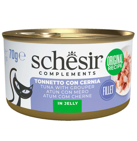 Nuevo diseño Schesir latas atún con mero para gatos