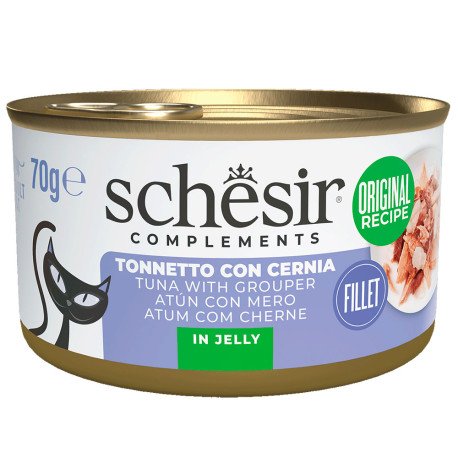 Nuevo diseño Schesir latas atún con mero para gatos