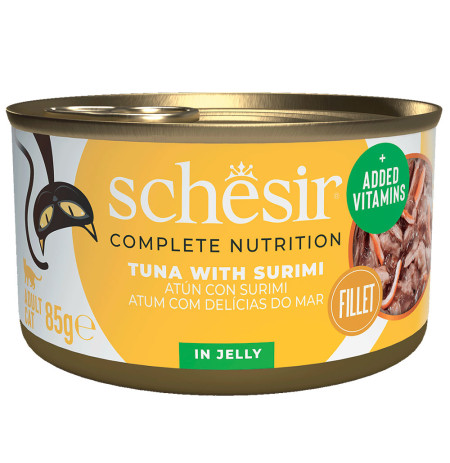 Nuevo diseño de Schesir latas atún con surimi para gatos