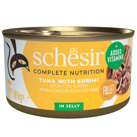 Nuevo diseño de Schesir latas atún con surimi para gatos