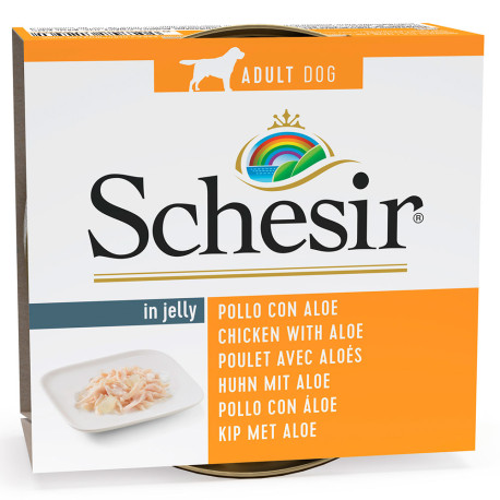Schesir latas filetes de pollo con aloe para perros