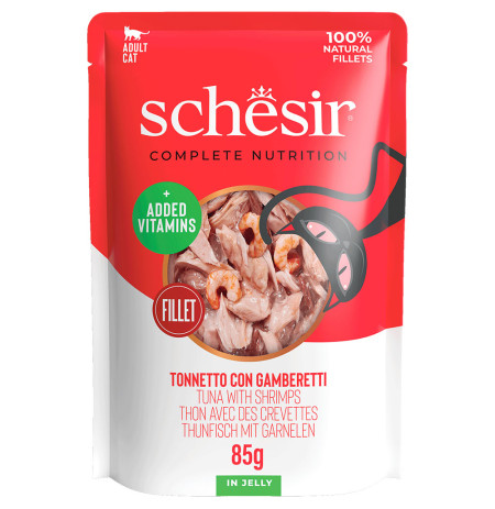 Schesir sobres atún con gambas para gatos