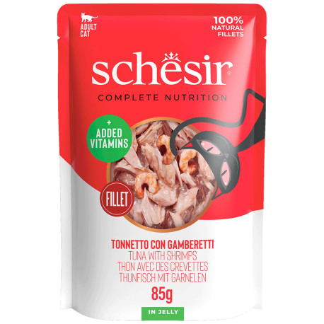 Schesir sobres atún con gambas para gatos