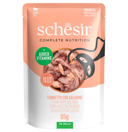Schesir sobres atún con salmón para gatos