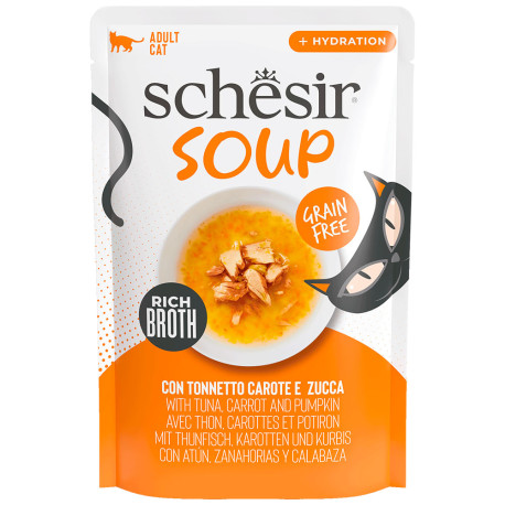 Schesir sobres sopa schesir atún salvaje y calabaza para gatos