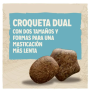 Tamaños y formas de los 2 tipos de croqueta del pienso Dog chow puppy de pollo para cachorros