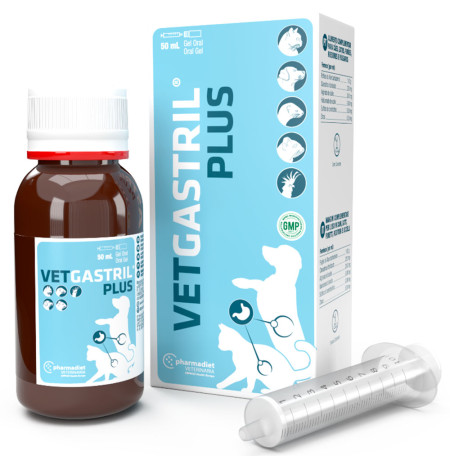 Nuevo diseño del protector de estómago VetGastril Plus de Pharmadiet de 50ml para perros y gatos
