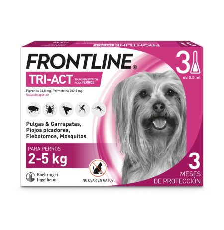 Frontline Tri-Act 3 pipetas para perros de 2 a 5 Kg