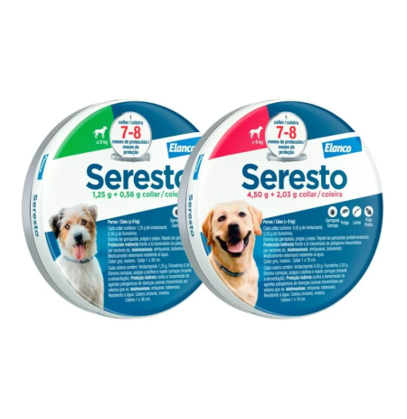 Nuevos diseños de los collares Serestos grande y pequeño para perros