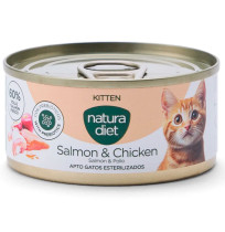 Latas Natura Diet Cat Kitten Paté Adult Salmon & Chicken (Salmón y Pollo) para gatitos