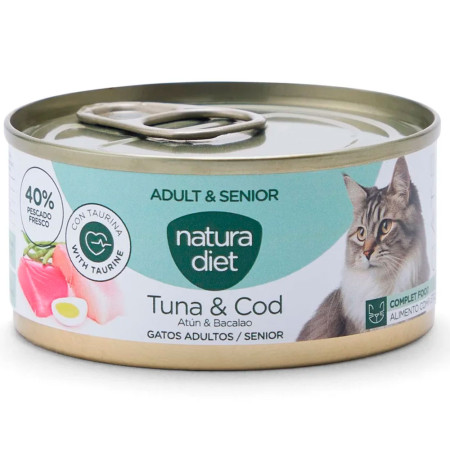 Latas Natura Diet Cat Senior Paté Tuna & Cod para gatos