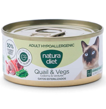 Natura Diet Cat Paté Hypoallergenic Quail & Vegs (Codorniz y Verguras) Latas para gatos