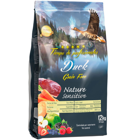 Tiempo de profesionales nature sensitive duck (Pato) sin cereales para perros en saco de pienso de 12Kg
